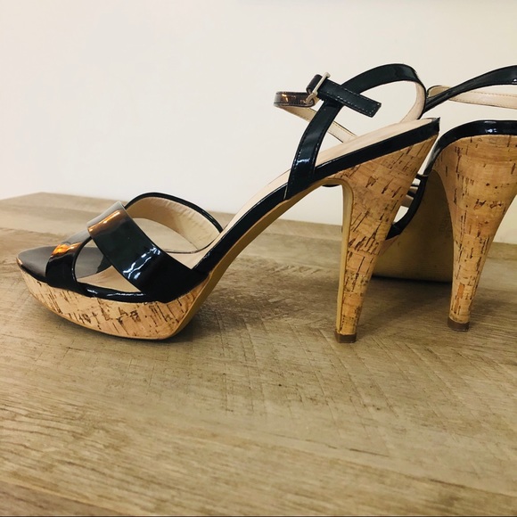 Franco Sarto Patent Sandals Cork Platform EUC - Picture 2 of 6